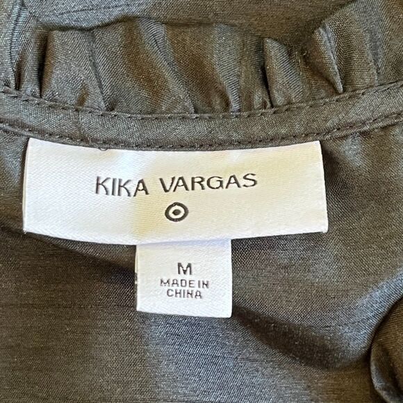 Kika Vargas x Target Tiered Midi Dress Puff Sleeve Black Size Medium - Picture 4 of 6